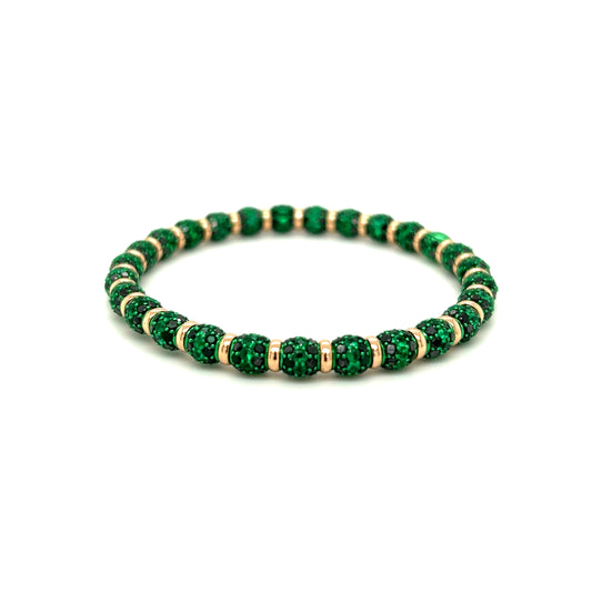 18k Gold Full Pave Emerald & Diamond Flexible Bracelet