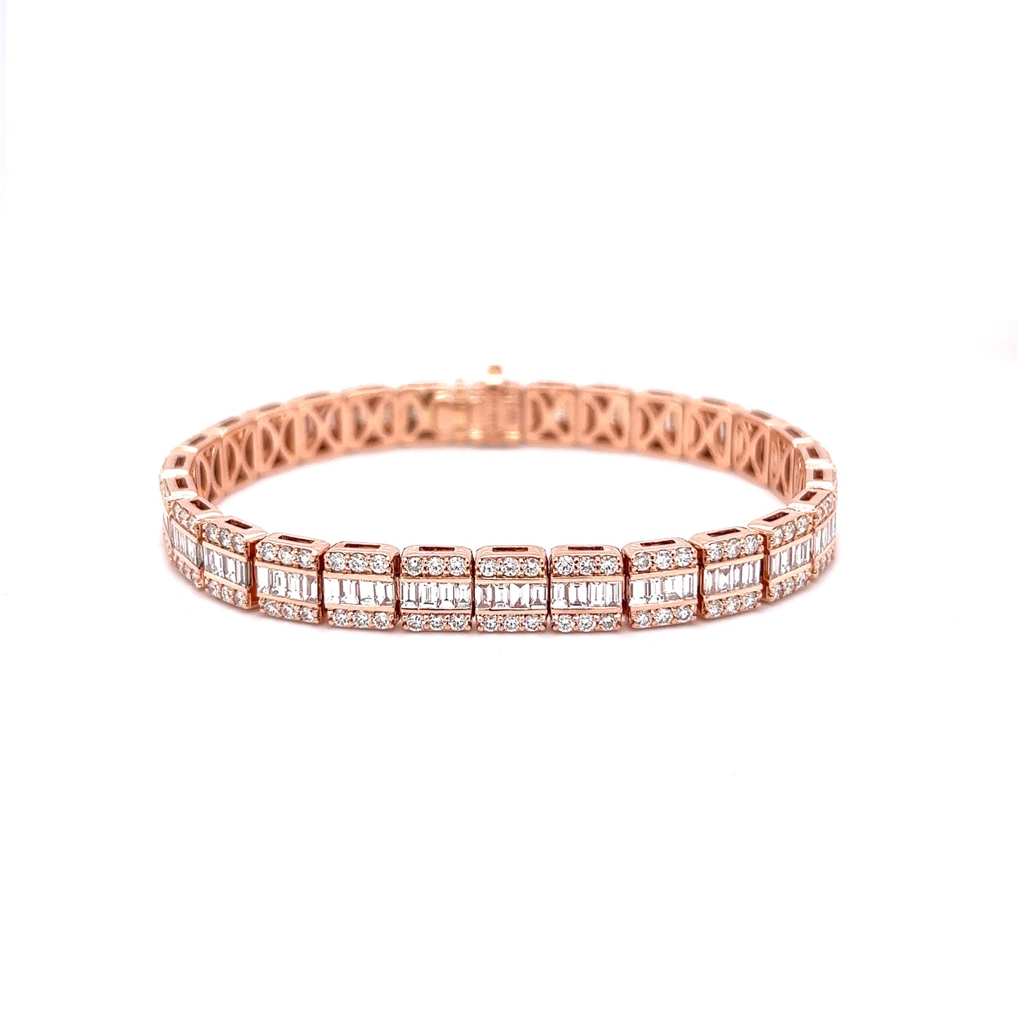 18k Rose Gold Round & Baguette Diamonds
