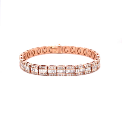 18k Rose Gold Round & Baguette Diamonds