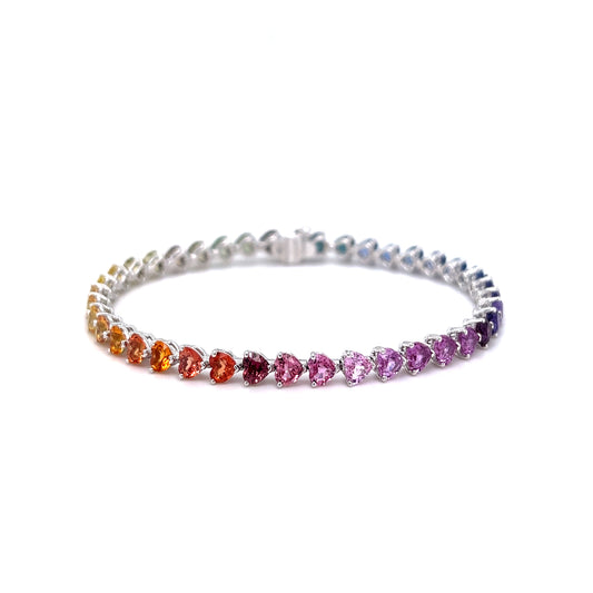Heart Shape Rainbow Sapphire Bracelet