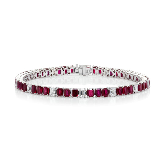 Ruby & Diamond Emerald Cut Tennis