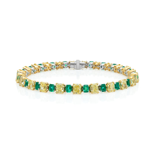 Yellow Diamond & Emerald Tennis Bracelet