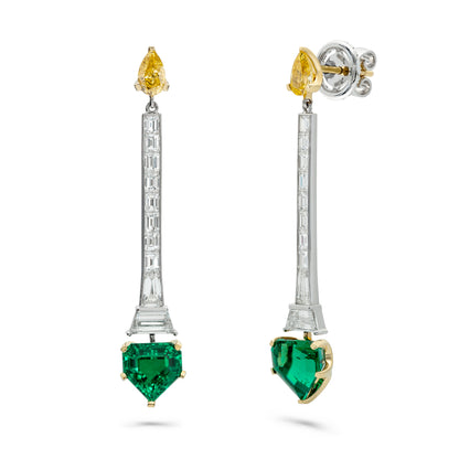 No Oil Emerald & Diamond Drop Earrings