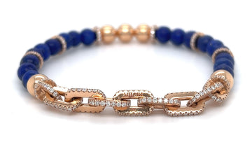 18k Rose Gold - Lapiz Beads & Diamonds